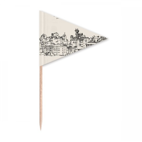 Italy Rome Country Sketch Landscape Toothpick Triangle Cupcake Toppers Flag