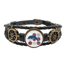 dolphin cartoon illustrate leather braided ocean bracelet wristband