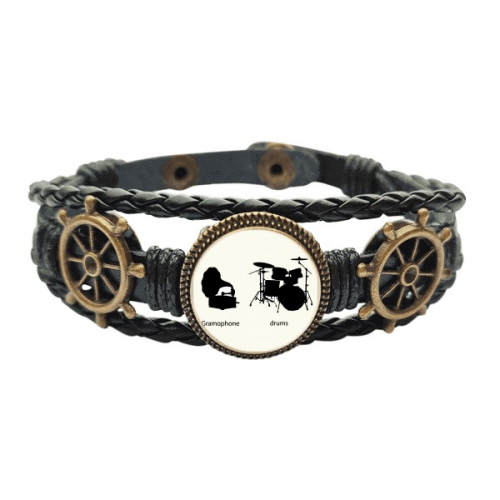 Song Music Drum Kit Energy Pattern Leather Braided Ocean Bracelet Wristband