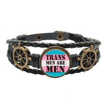 Trans Man Support LGBT Transgender Leather Braided Ocean Bracelet Wristband Trans Man Support LGBT Transgender Leather Braided Ocean Bracelet Wristband