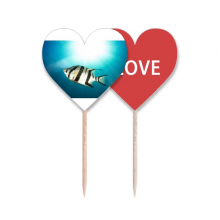 Marine Organism Tropical Sea Fish Toothpick Flag LOVE Heart Lable Cupcake Pick