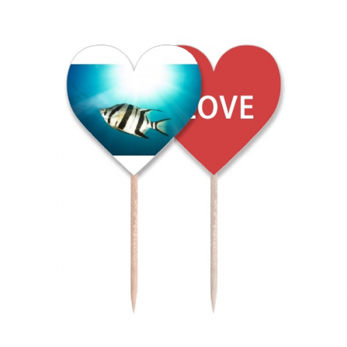 Marine Organism Tropical Sea Fish Toothpick Flag LOVE Heart Lable Cupcake Pick