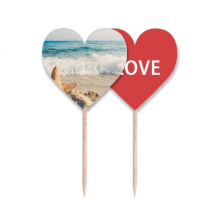 Ocean Sand Beach Starfish Sea Picture Toothpick Flag LOVE Heart Lable Cupcake Pick