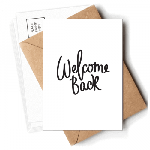 Welcome Back Quote Art Deco  Fashion Postcards Envelopes Blank Note Cards Mailing