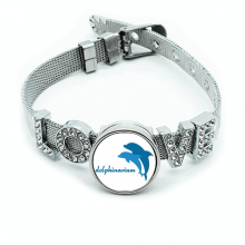 Blue Ocean Friendly Dolphin Pattern Bracelet Wristband Crystal Love Adjustable Bangle