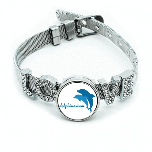 Blue Ocean Friendly Dolphin Pattern Bracelet Wristband Crystal Love Adjustable Bangle
