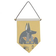 古埃及胡狼神抽象图案 帆布卷轴挂画艺术装饰三角旗