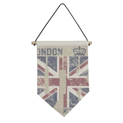伦敦英国地标国旗标记插画 帆布卷轴挂画艺术装饰三角旗