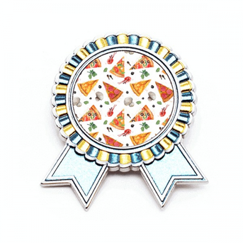 Delious Food Pizza Illustration Pattern Badge Brooch Pin Winner Award Medal