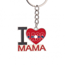 Laos Country Flag Name Art Deco  Fashion Keychain Metal Keyring Holder Love MAMA Mother