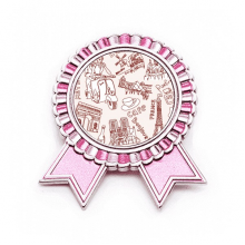 France Triumphal Arch Louvre Eiffel Tower Badge Brooch Pin Pink Winner Award Medal