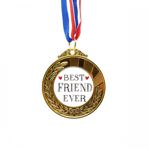 Best friend ever Quote Heart Gold Award Winner Medal First Place Ribbon