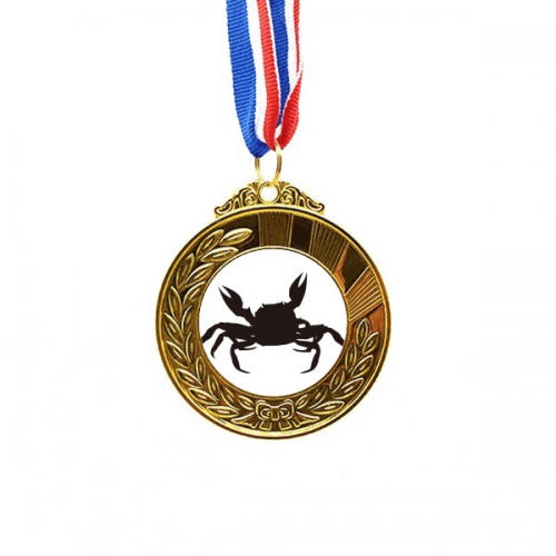 Black Crab Illastrate Marine Organism Gold Award Winner Medal First Place Ribbon