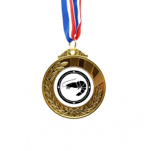 海洋生物黑色虾插画 金奖得主奖牌金牌项链纪念