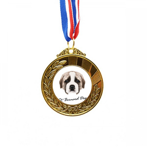 棕色可爱圣伯纳德狗 金奖得主奖牌金牌项链纪念 棕色可爱圣伯纳德狗 金奖得主奖牌金牌项链纪念