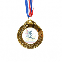Colorful Skiing Winter Sport Illustration Gold Award Winner Medal First Place Ribbon Colorful Skiing Winter Sport Illustration Gold Award Winner Medal First Place Ribbon