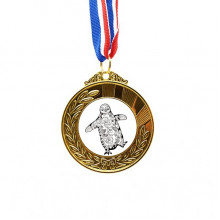 可爱笨拙企鹅动物黑白手绘 金奖得主奖牌金牌项链纪念