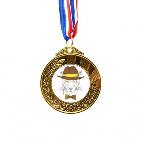 Glasses Leopard Handsome Art Deco  Fashion Gold Award Winner Medal First Place Ribbon