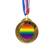 渐变彩虹色LGBT支持同性恋 金奖得主奖牌金牌项链纪念