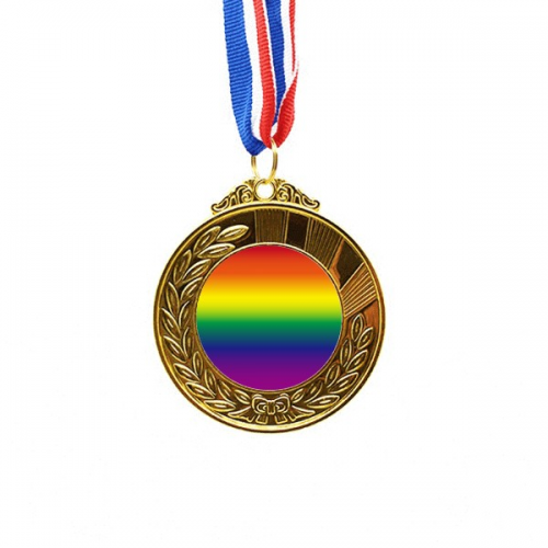 渐变彩虹色LGBT支持同性恋 金奖得主奖牌金牌项链纪念