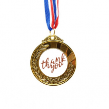 Thank You Stylish Quote Handwrite Gold Award Winner Medal First Place Ribbon