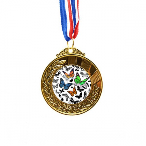 Vintage Scope of butterflies Gold Award Winner Medal First Place Ribbon