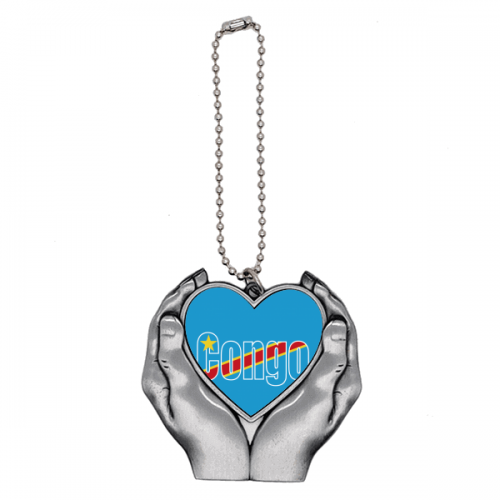 Congo Country Flag Name Art Deco  Fashion Car Keychain Heart Pendant Ornament Charm