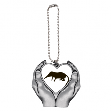 黑色象鼩动物剪影 汽车钥匙链双手捧心挂件饰品