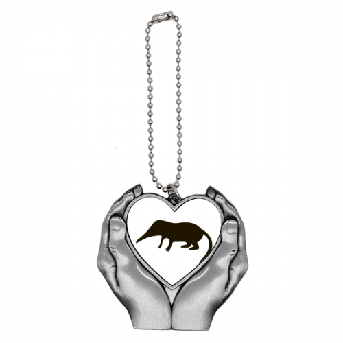 黑色象鼩动物剪影 汽车钥匙链双手捧心挂件饰品