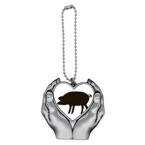 Black Pig Animal Portrayal Car Keychain Heart Pendant Ornament Charm