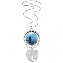 伦敦塔桥英国国家城市 天使翅膀旋转项链吊坠饰品