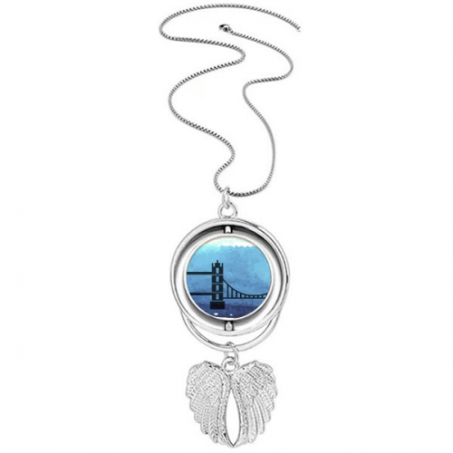 伦敦塔桥英国国家城市 天使翅膀旋转项链吊坠饰品