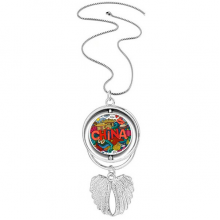 China Asia Chinese Travel Art Pendant Angel Wings Rotating Necklace Jewelry