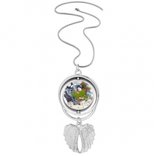 Japan Kimono Woman   Pendant Angel Wings Rotating Necklace Jewelry