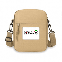 我爱阿联酋文字爱心国旗艺术字插画图案 简约单肩迷你包斜跨手机包包