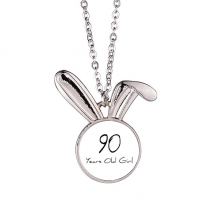 90 years old Girl Age Longevity Rabbit Necklace Pendant Bunny Animal Jewelry Gift