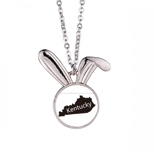 kentucky ameusa map outline Rabbit Necklace Pendant Bunny Animal Jewelry Gift