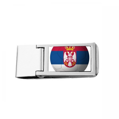 Serbia National Flag Soccer Football Slim Money Clip Stainless Holder Pocket Wallet