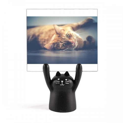 Animal Yellow Cat Photograph Picture Memo Holder Cartoon Black Cat Stand Decoration