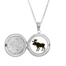 Black Elk Cute Animal Portrayal Locket Necklace Hold Picture Jewelry Birthday Gift