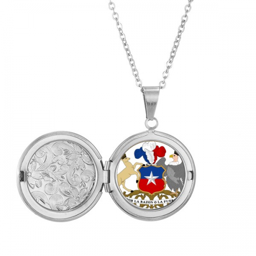 Chile National Emblem Country Locket Necklace Hold Picture Jewelry Birthday Gift