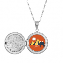 埃及金字塔日落骆驼图案 存照片项链可打开吊坠首饰