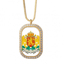 Bulgaria National Emblem Necklace Pendant Diamond Crystal Golden Jewelry