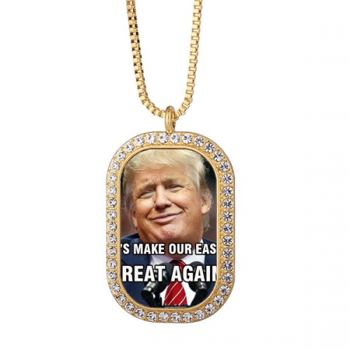 American Ridiculous Great President Image Necklace Pendant Diamond Crystal Golden Jewelry American Ridiculous Great President Image Necklace Pendant Diamond Crystal Golden Jewelry