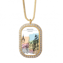 City Germany Hannover Landscape Necklace Pendant Diamond Crystal Golden Jewelry City Germany Hannover Landscape Necklace Pendant Diamond Crystal Golden Jewelry