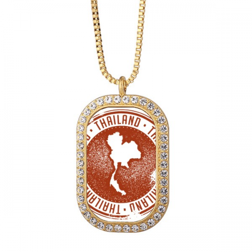 泰国传统我爱泰国地图 金色项链镶钻水晶吊坠吊牌