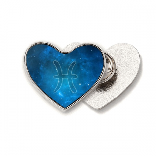Starry Night Pisces Zodiac Constellation Heart Metal Pin Brooch Clip Love