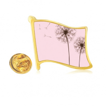 花卉植物蒲公英种子 金色金属旗帜胸针徽章