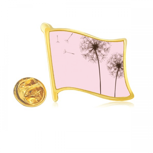 花卉植物蒲公英种子 金色金属旗帜胸针徽章 花卉植物蒲公英种子 金色金属旗帜胸针徽章