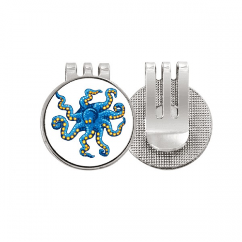 Blue Octopus Marine Life Cartoon Pattern Golf Ball Marker Hat Cap Clip Enamel Magnetic